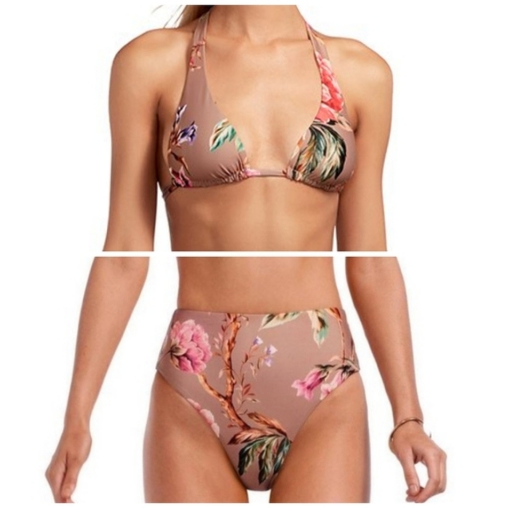 Vitamin A Talia Halter Bikini Top Lupe High Waisted Rise Bottom Ginger - Picture 2 of 11